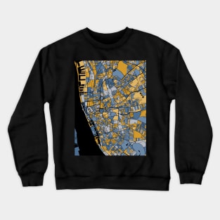 Liverpool Map Pattern in Blue & Gold Crewneck Sweatshirt